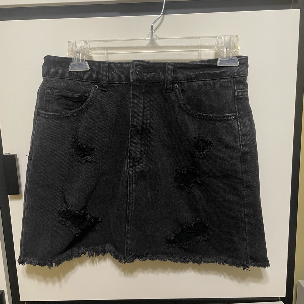 Ripped Black Jean Skirt